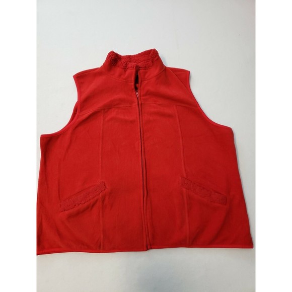 Hilliard & Hanson Women's  2x Red Vest Zip fleece polyester - Picture 1 of 7